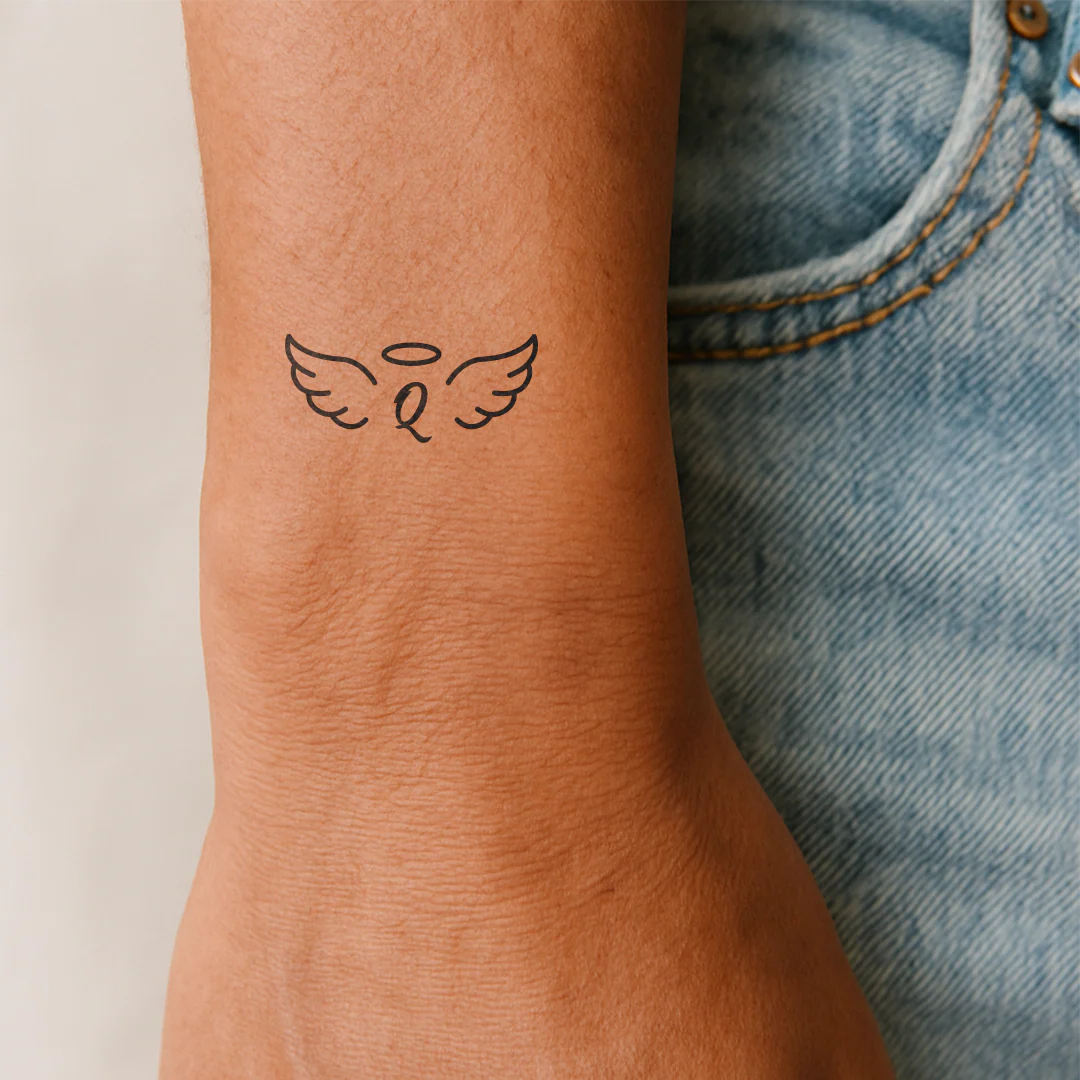 Tatouage ailes d'ange avec initiales (A-Z) - Image 49