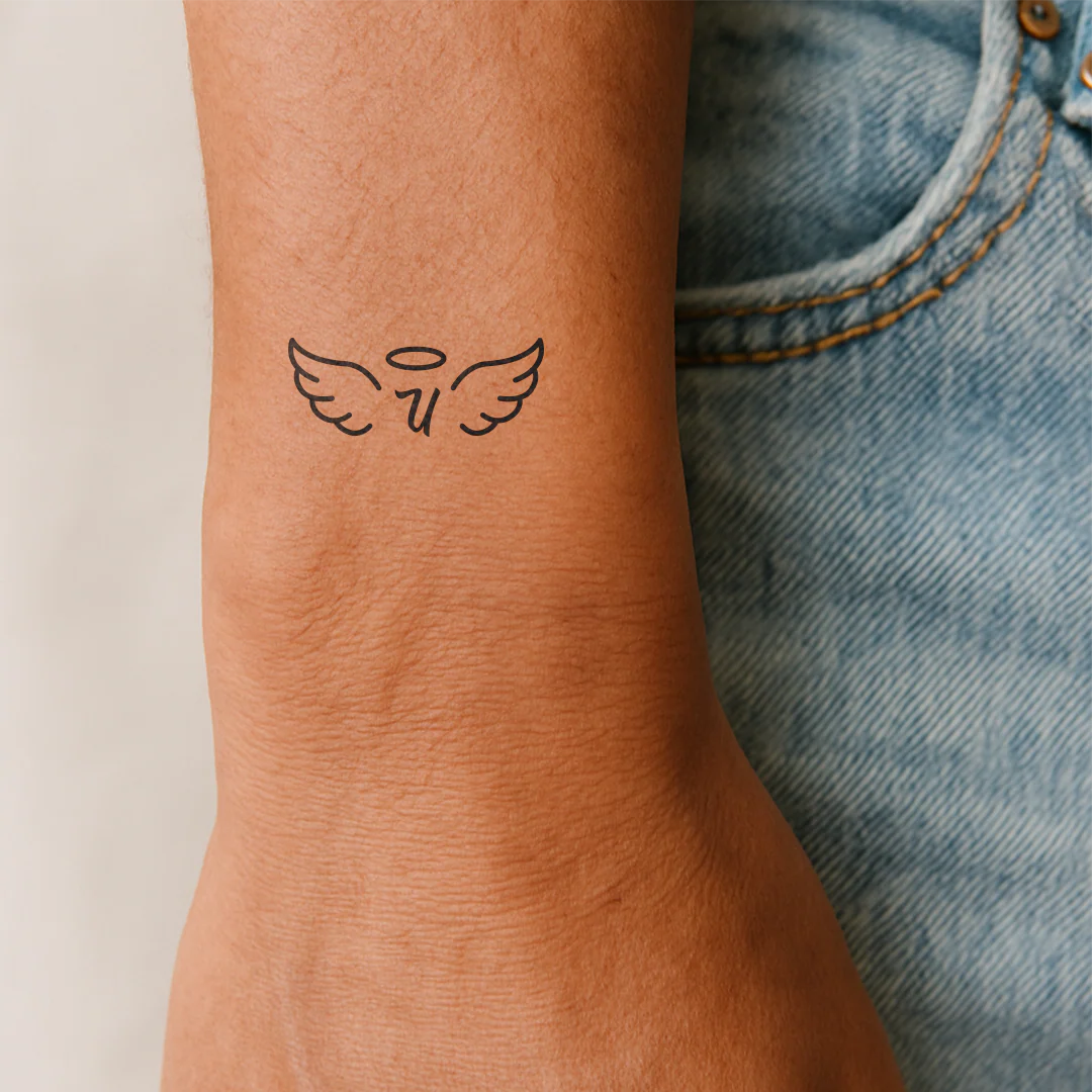 Tatouage ailes d'ange avec initiales (A-Z) - Image 61