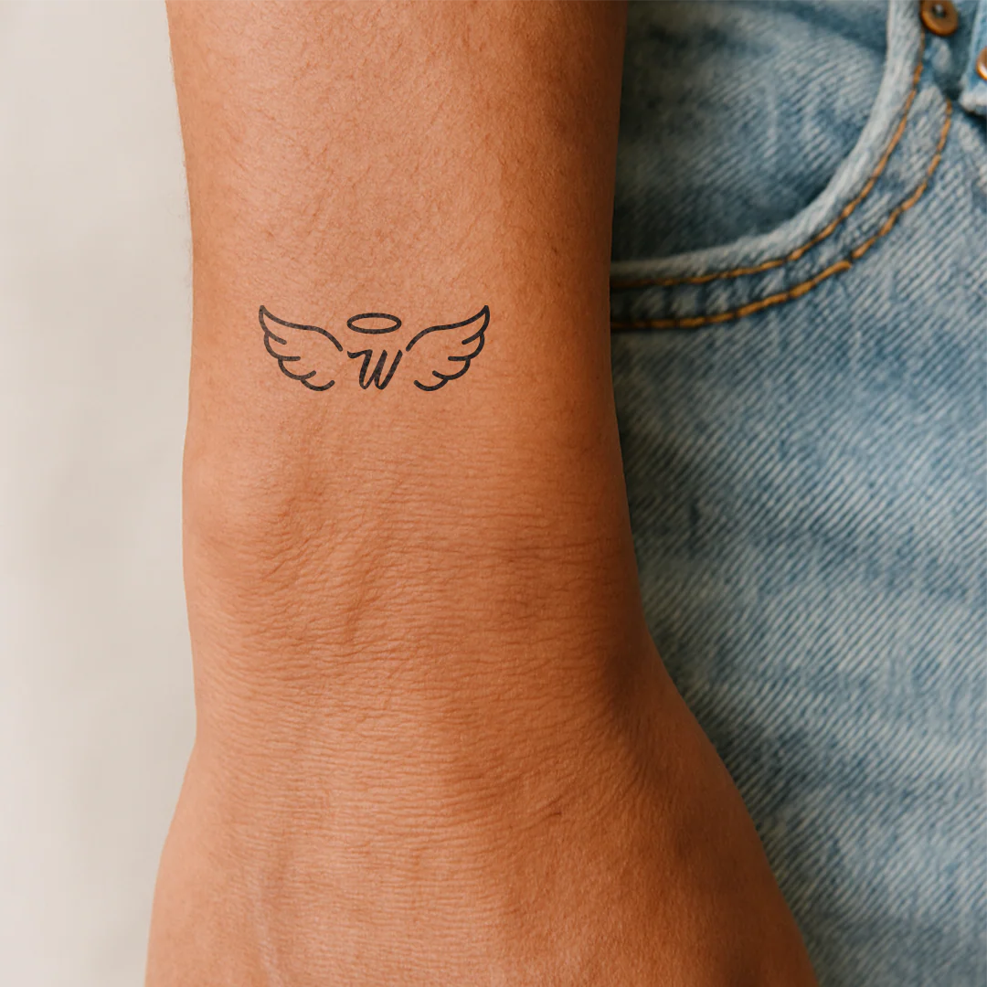 Tatouage ailes d'ange avec initiales (A-Z) - Image 67