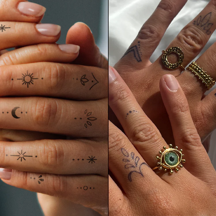 Tatouages sur les doigts - lot de 2