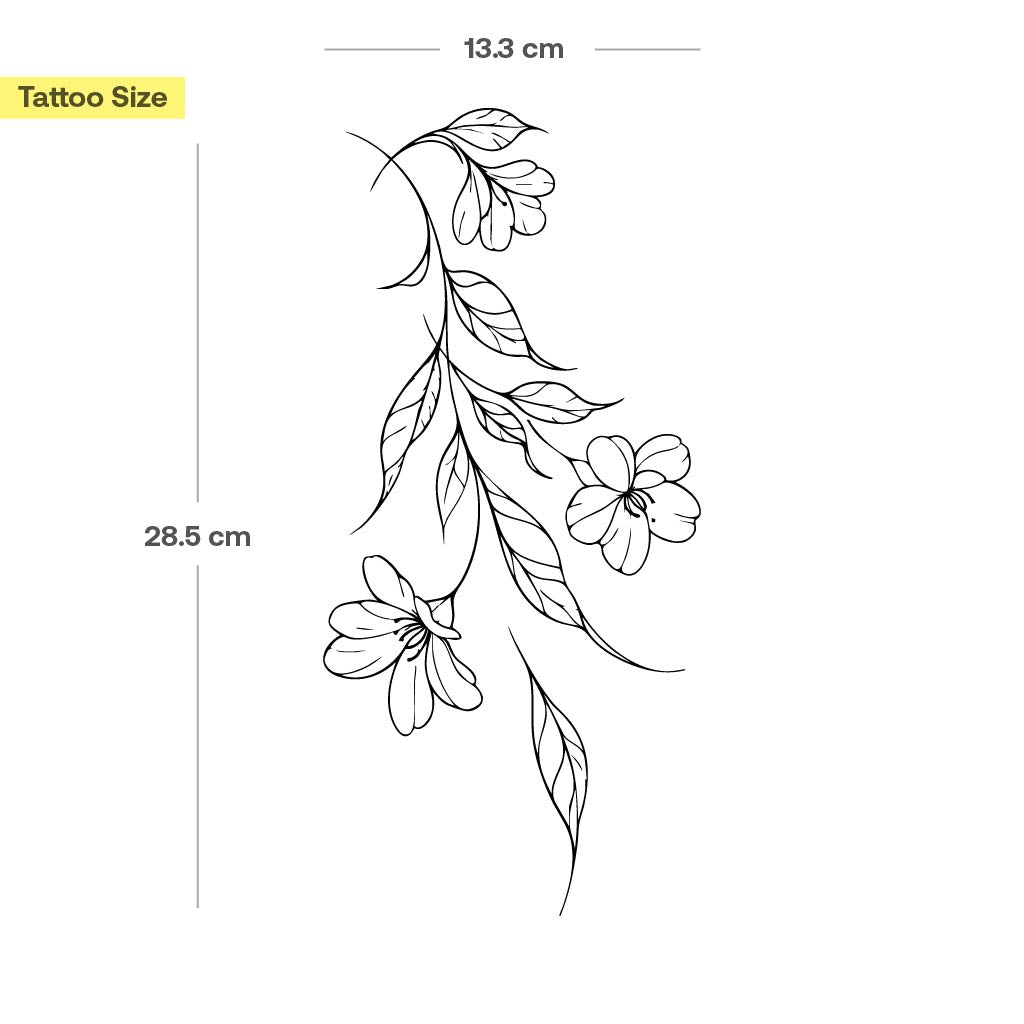 Tatouage branche fluide de fleurs de cerisier - Image 3