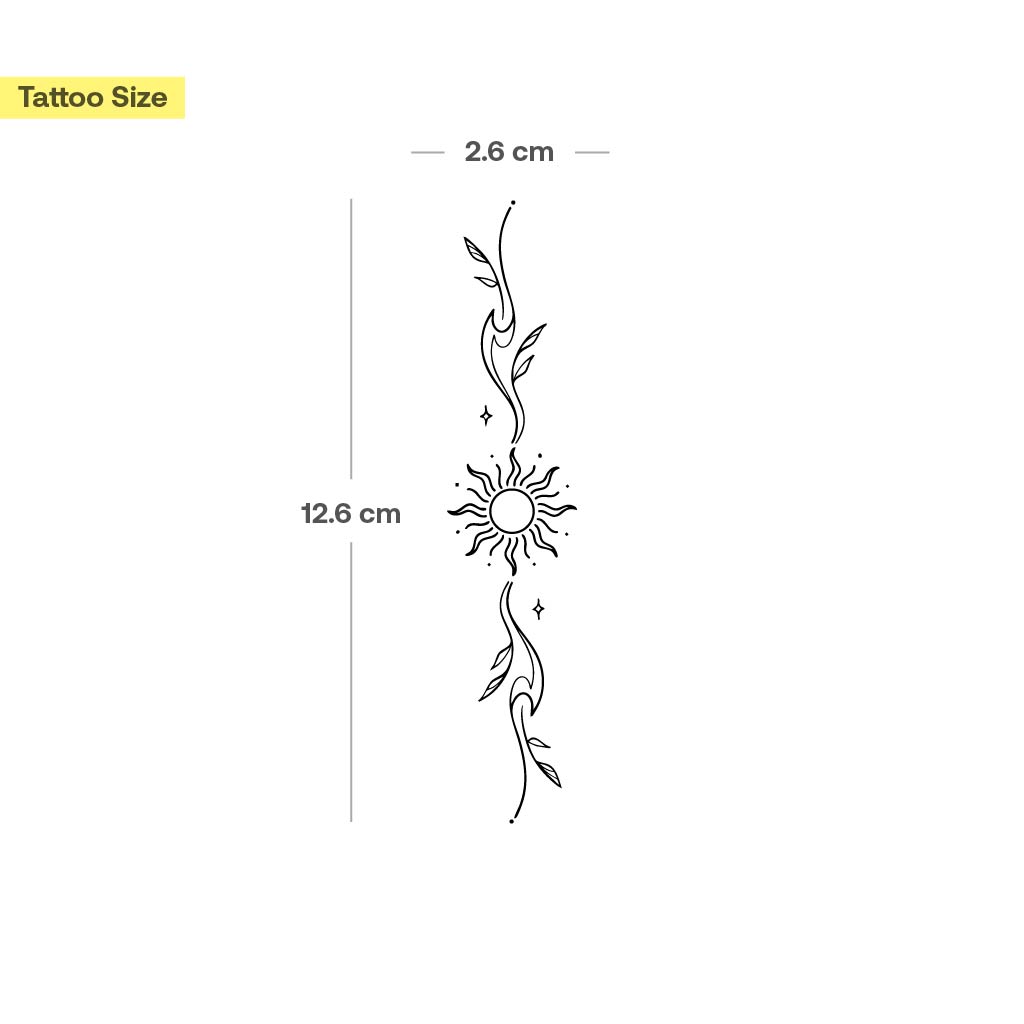 Tatouage vagues florales avec soleil - Image 3