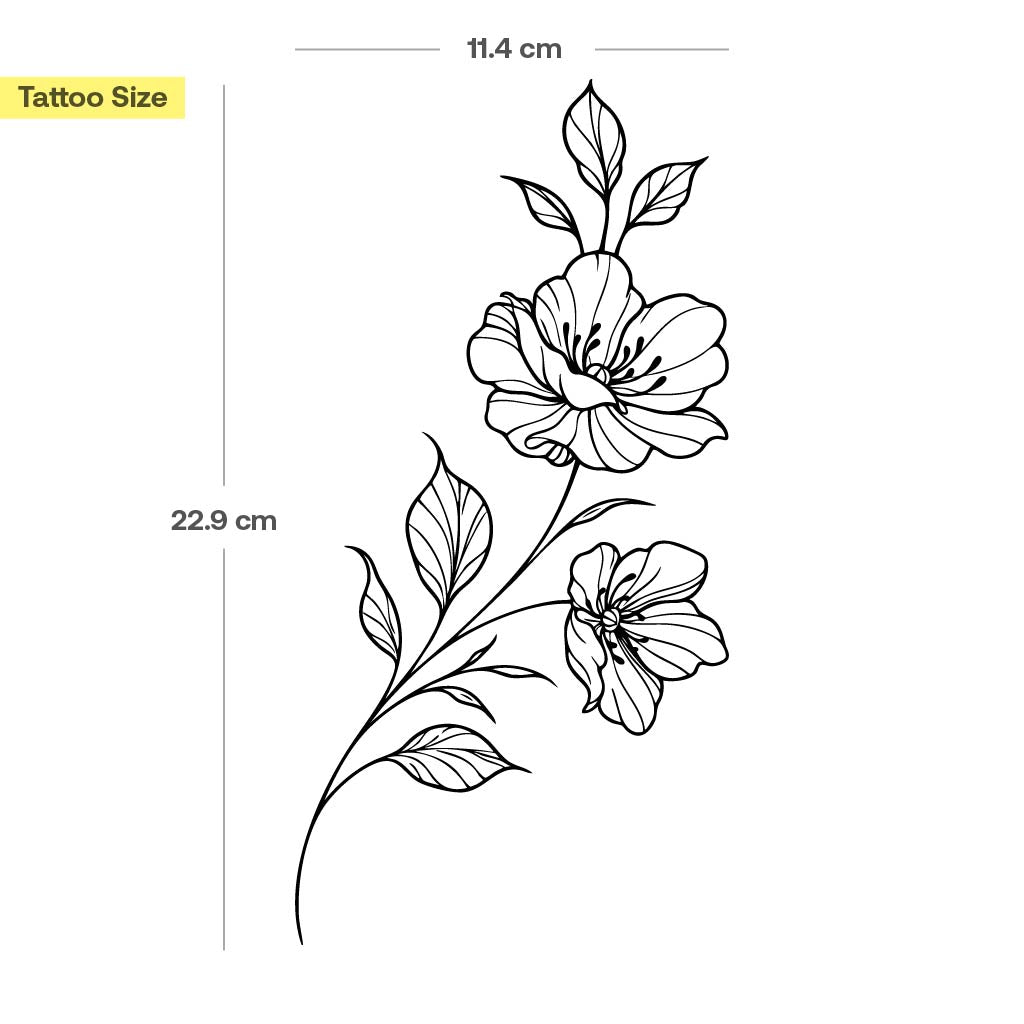 Grand tatouage fineline fleurs de cerisier - Image 3