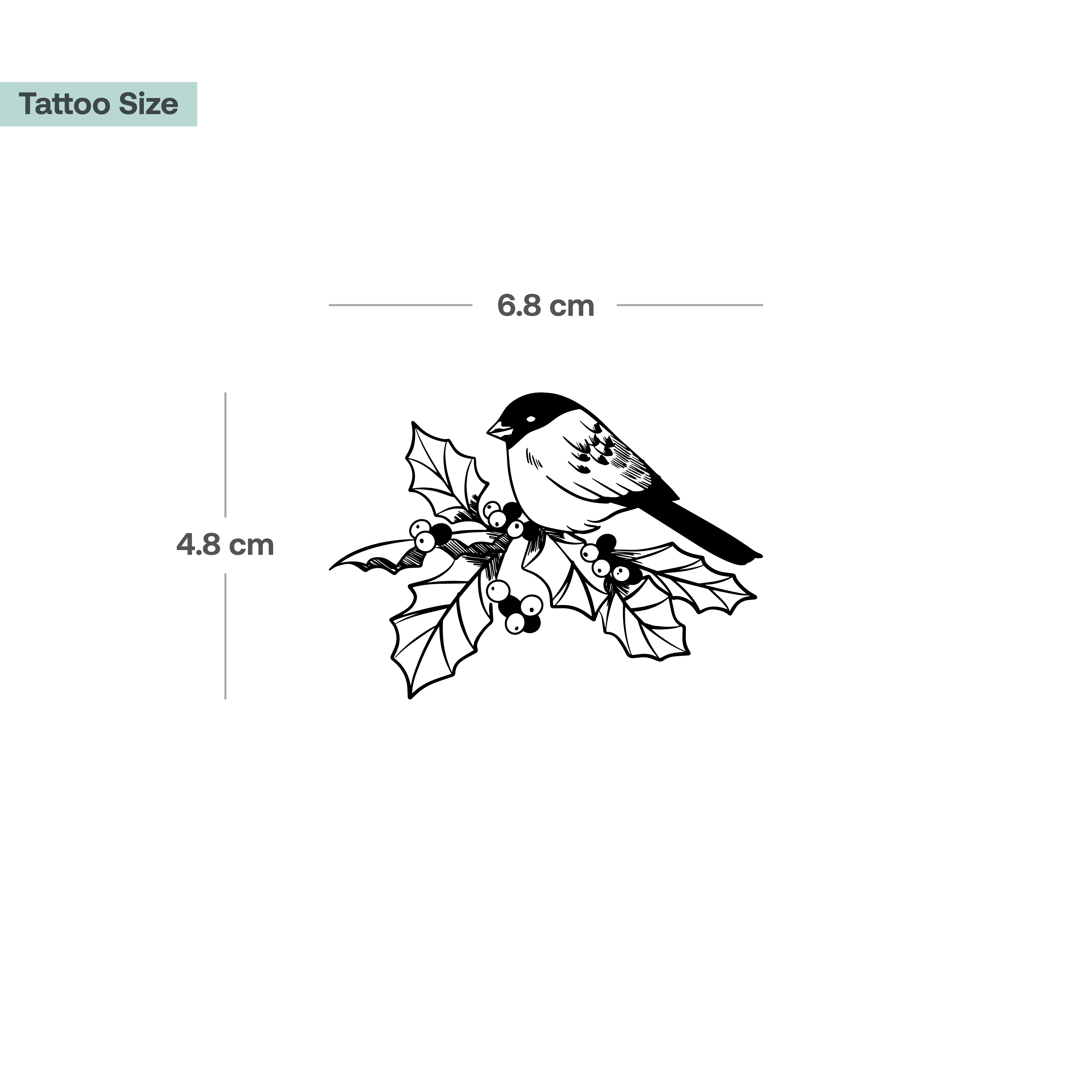 Tatouage de houx et de pinson - Image 3