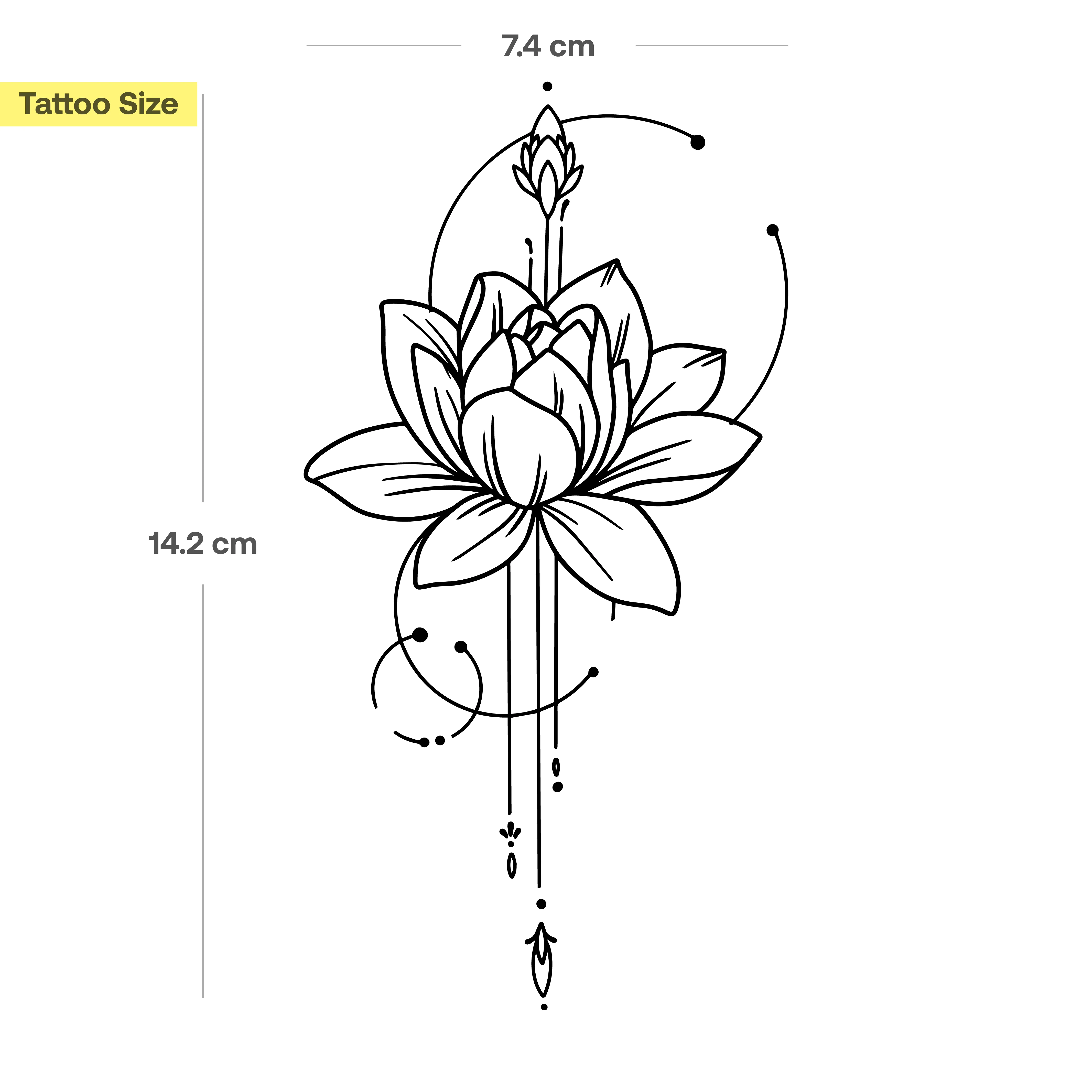 Tatouage de lotus avec ornements - Image 3