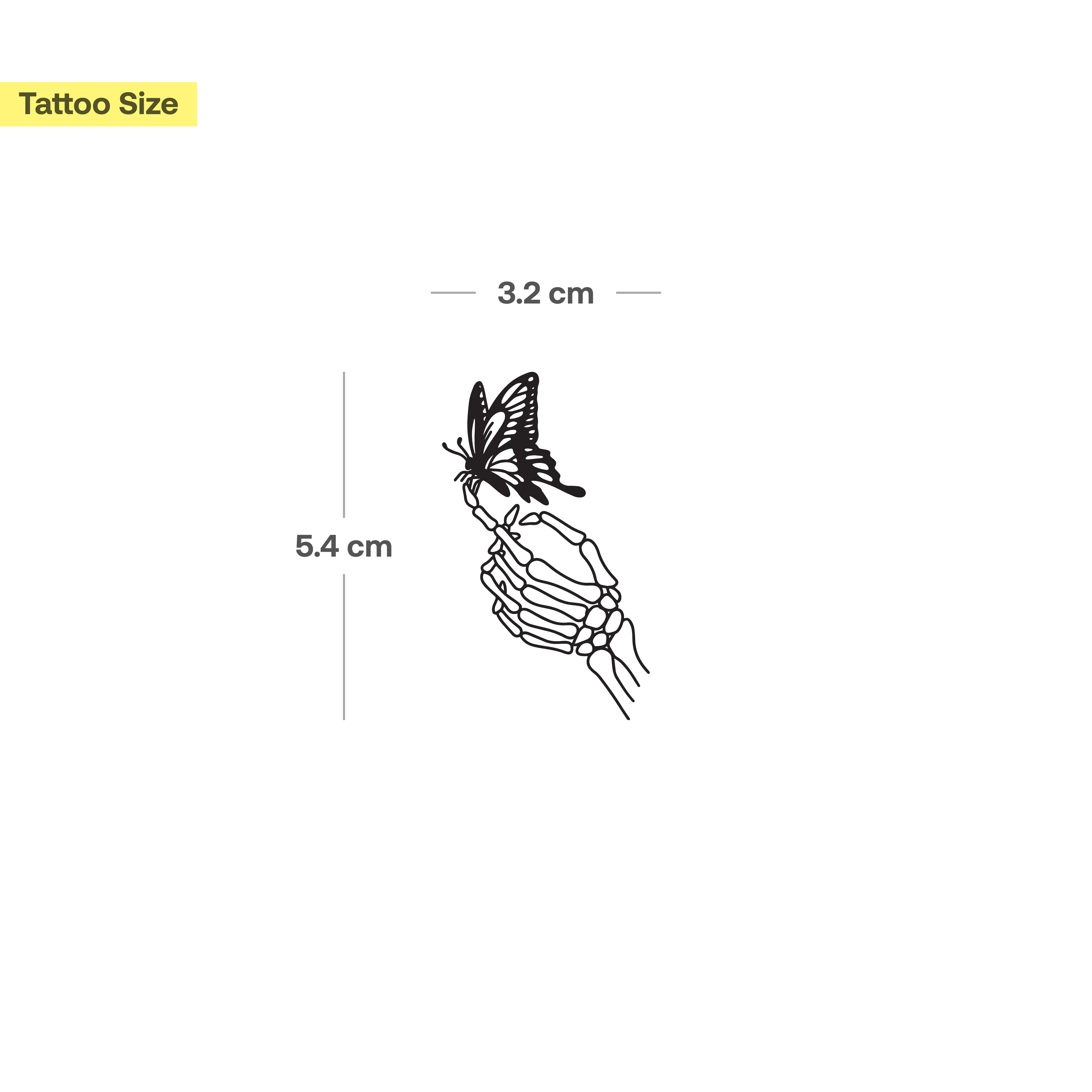 Tatouage Main de Squelette avec Papillon - Image 3