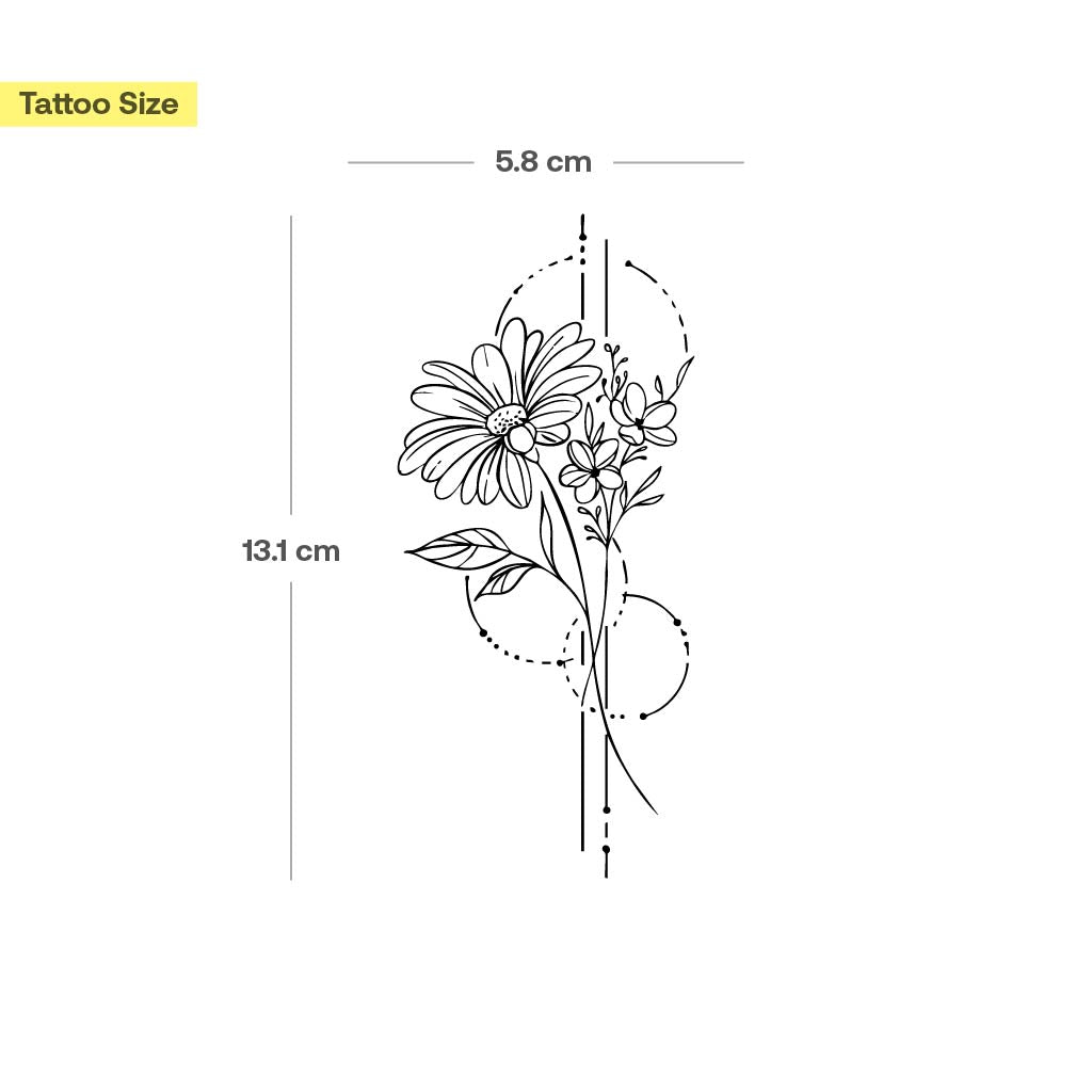 Tatouage géométrique marguerite et fleur de cerisier - Image 3