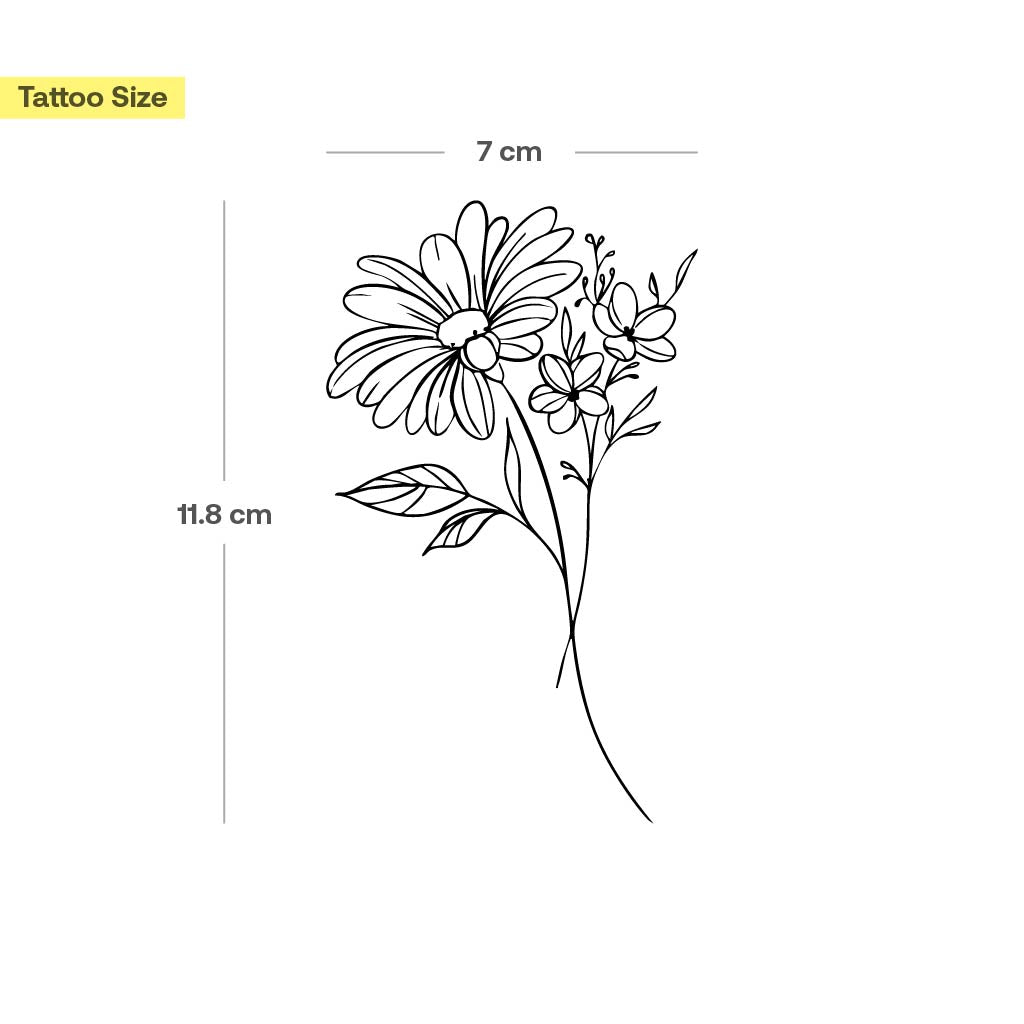 Tatouage marguerite et fleurs de cerisier - Image 3