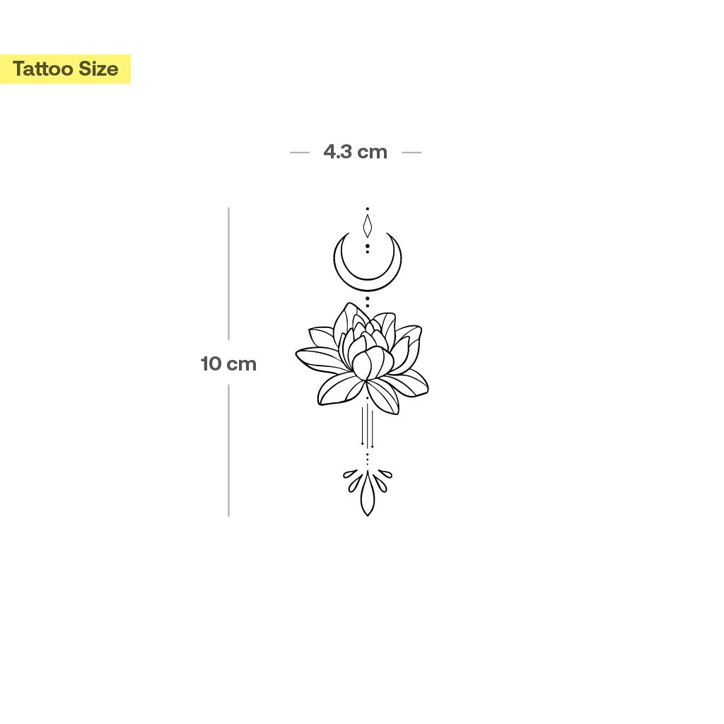 Tatouage ornement lune et lotus - Image 3
