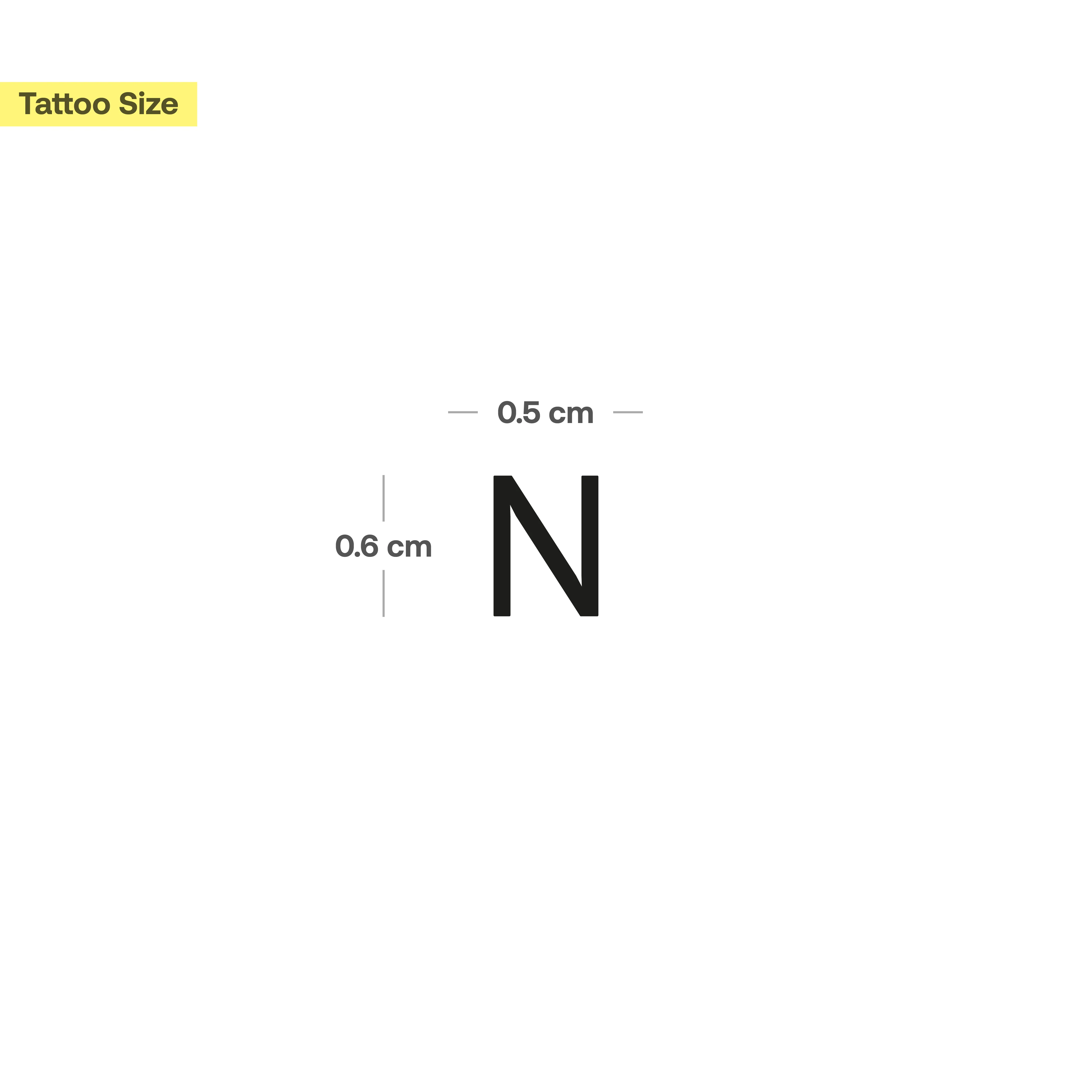 N - Tatouage de lettre majuscule