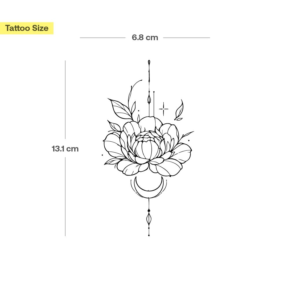 Tatouage pivoine et lune - Image 3