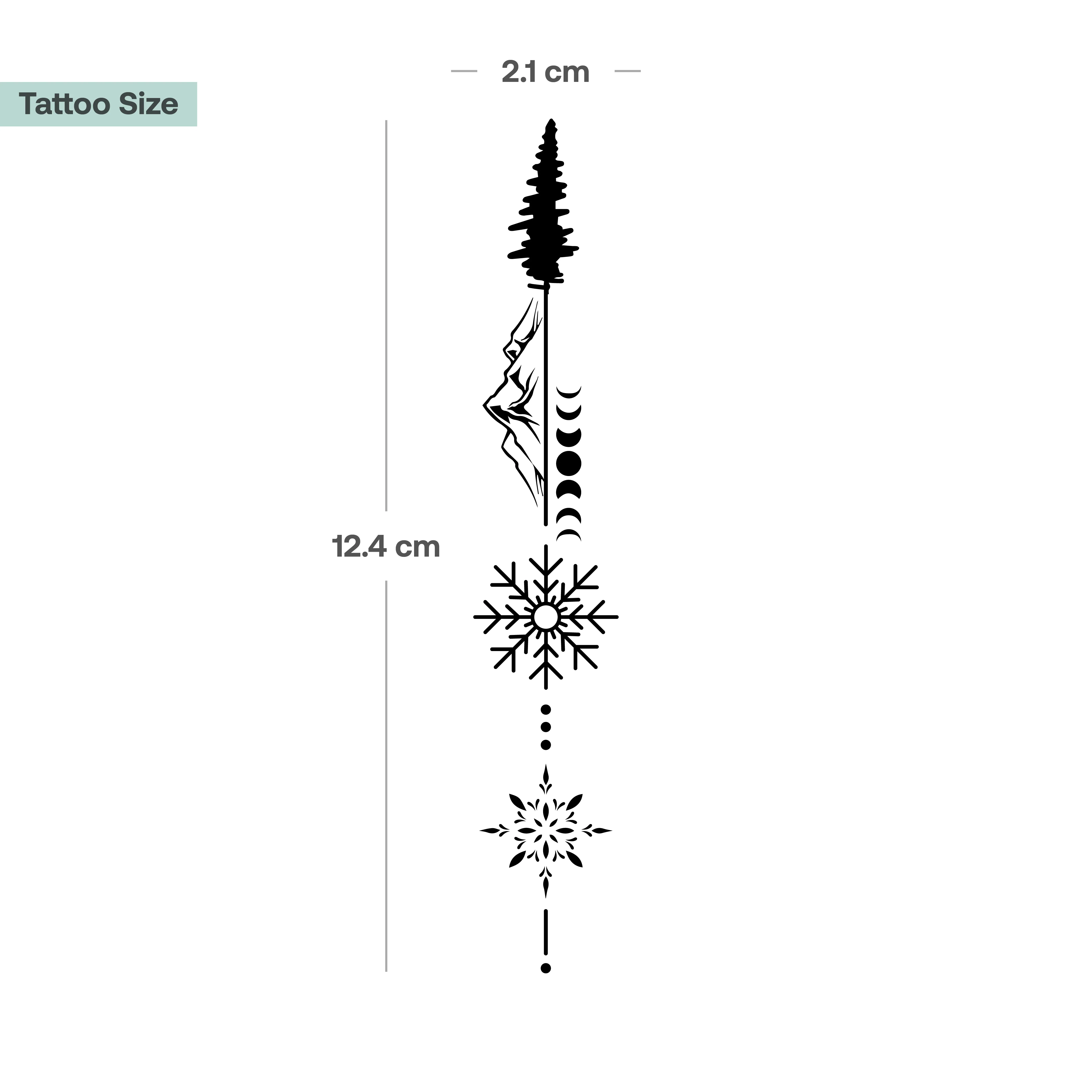 Tatouage de sapin avec différents éléments hivernaux - Image 3