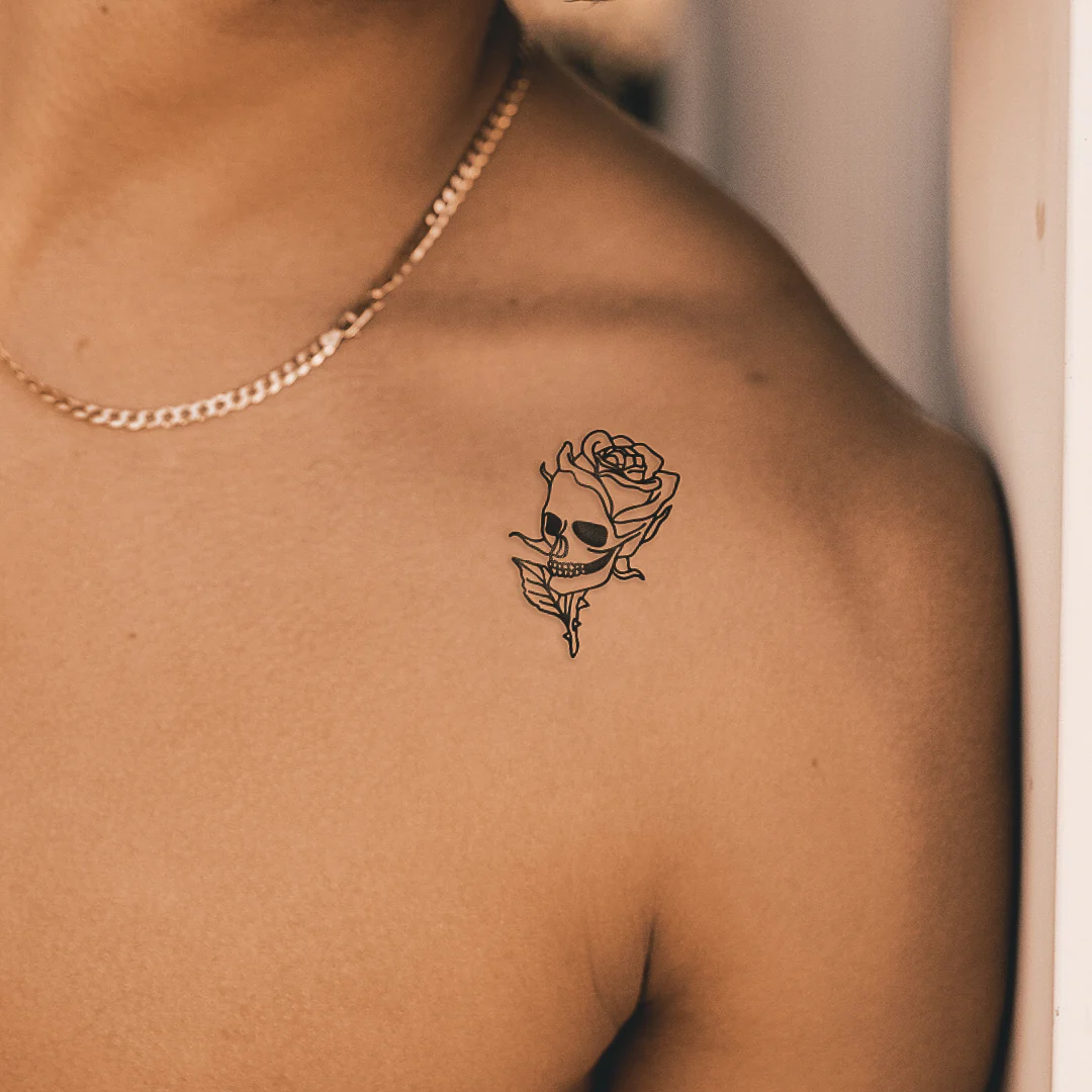 crâne avec rose