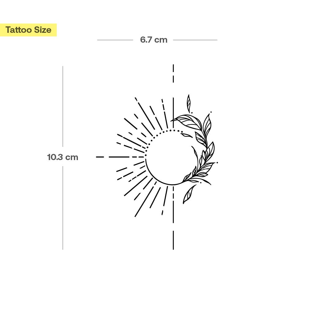 Tatouage rayons de soleil et feuilles - Image 3