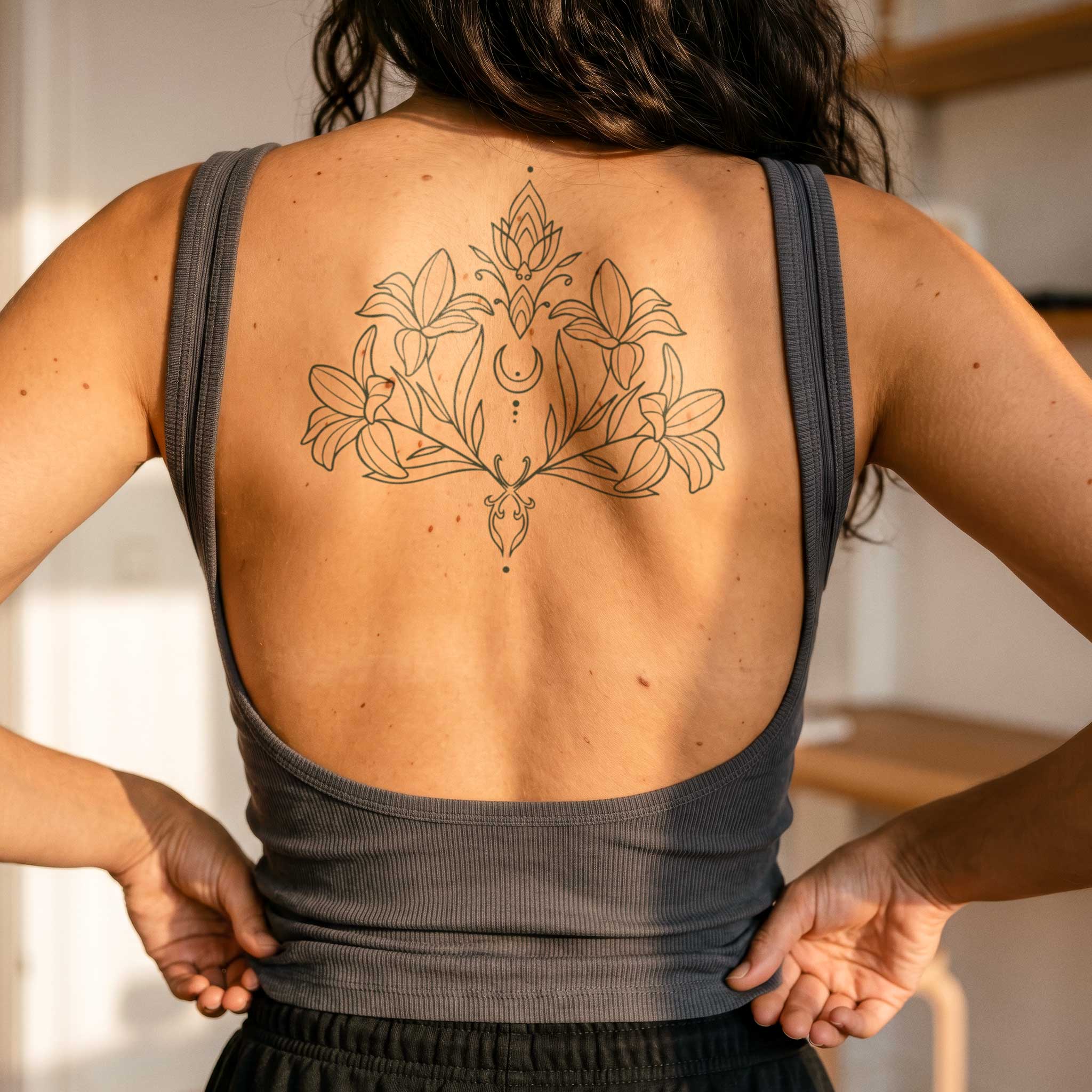 Tatouage ornement lys symétrique