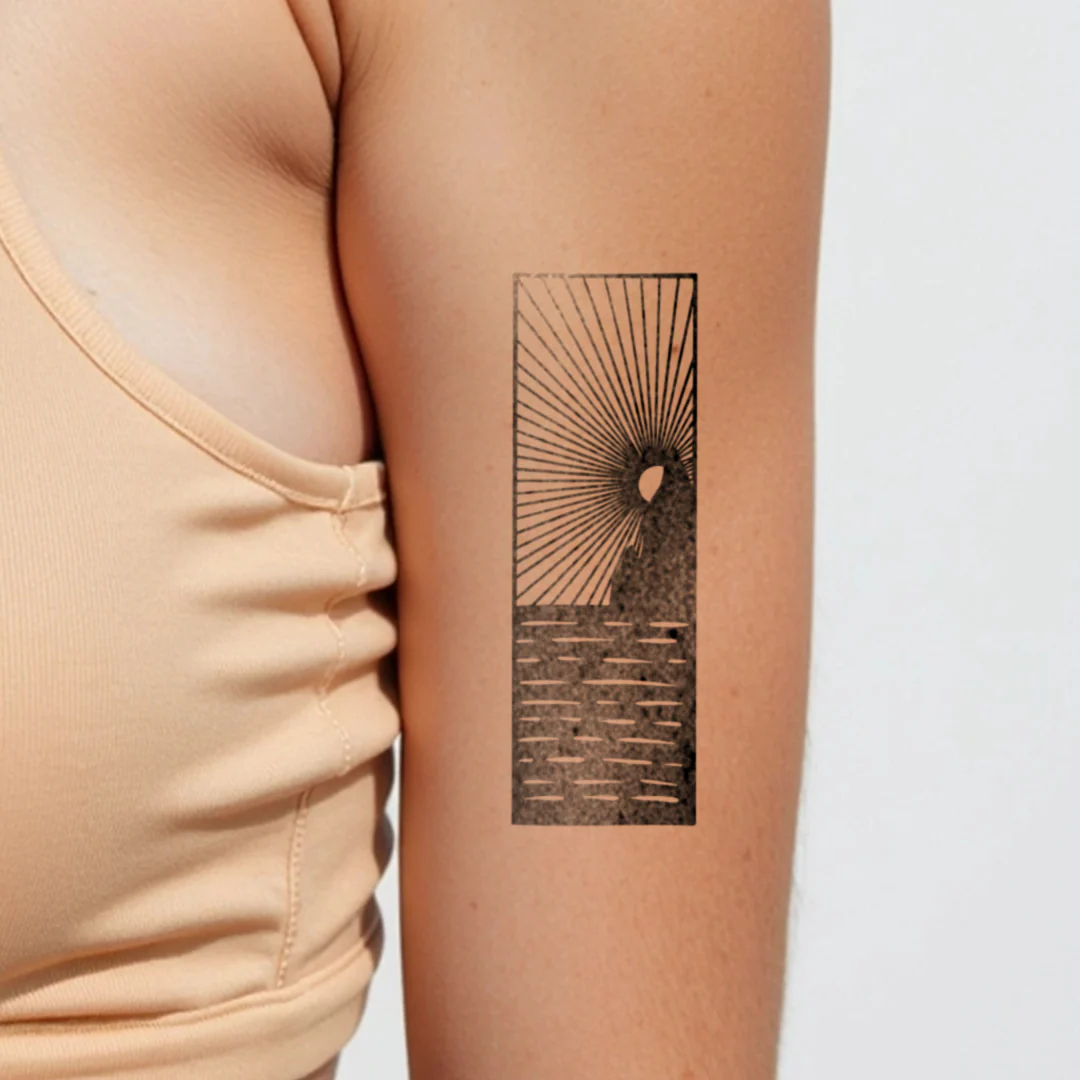 Tatouage Coucher de Soleil dans un Rectangle