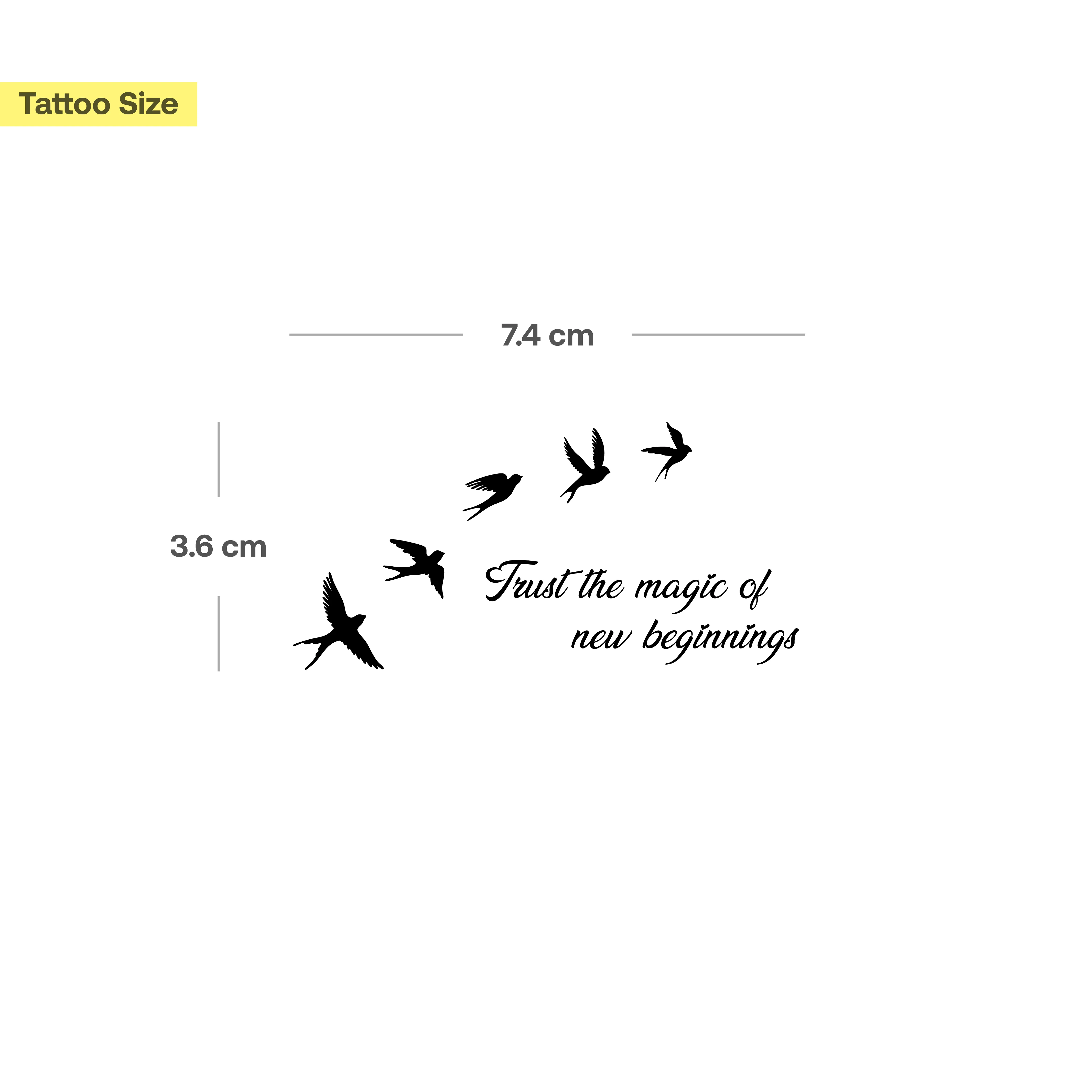 Tatouage d'oiseaux "Trust the magic of new beginnings" - Image 3