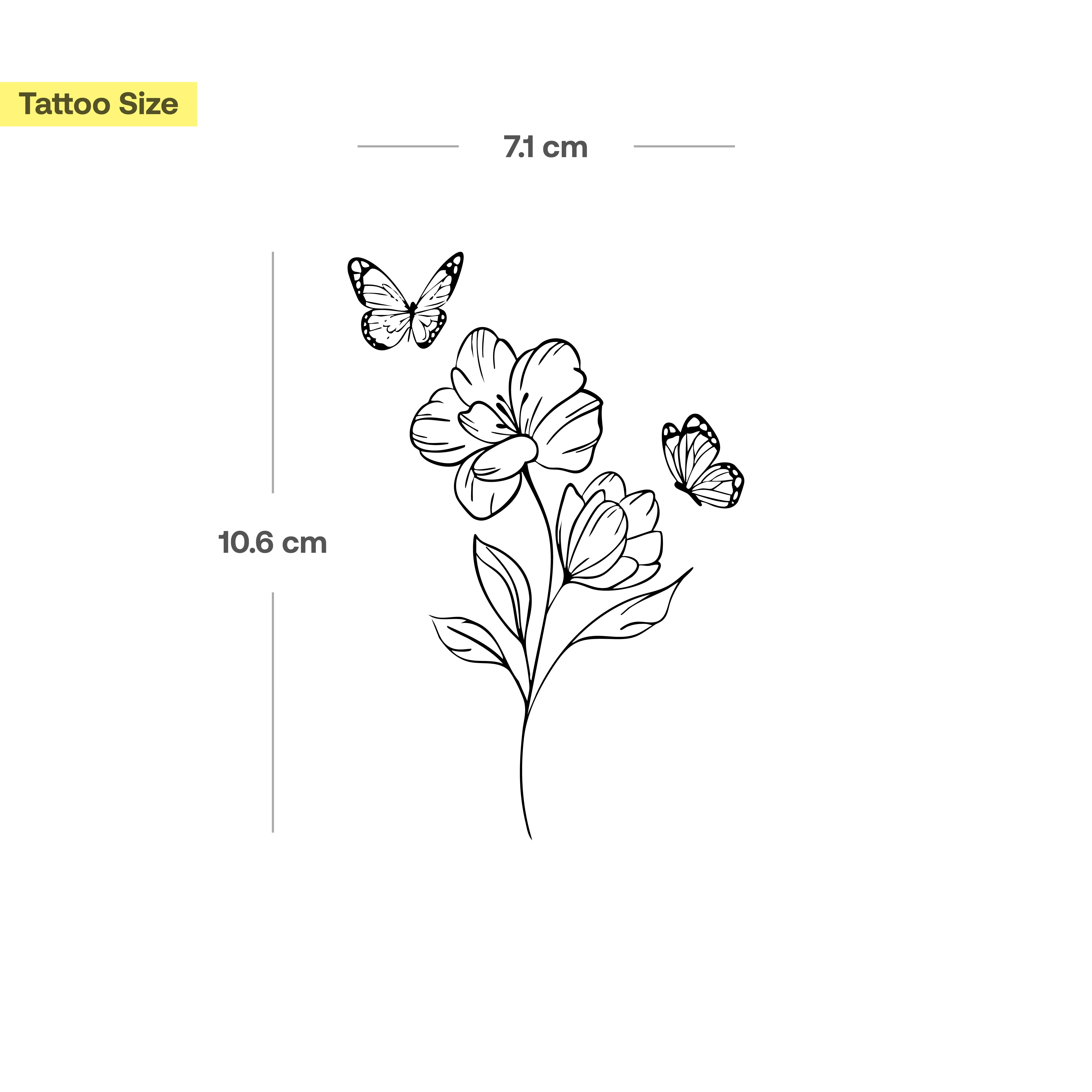 Tatouage Fleur avec Deux Papillons - Image 3