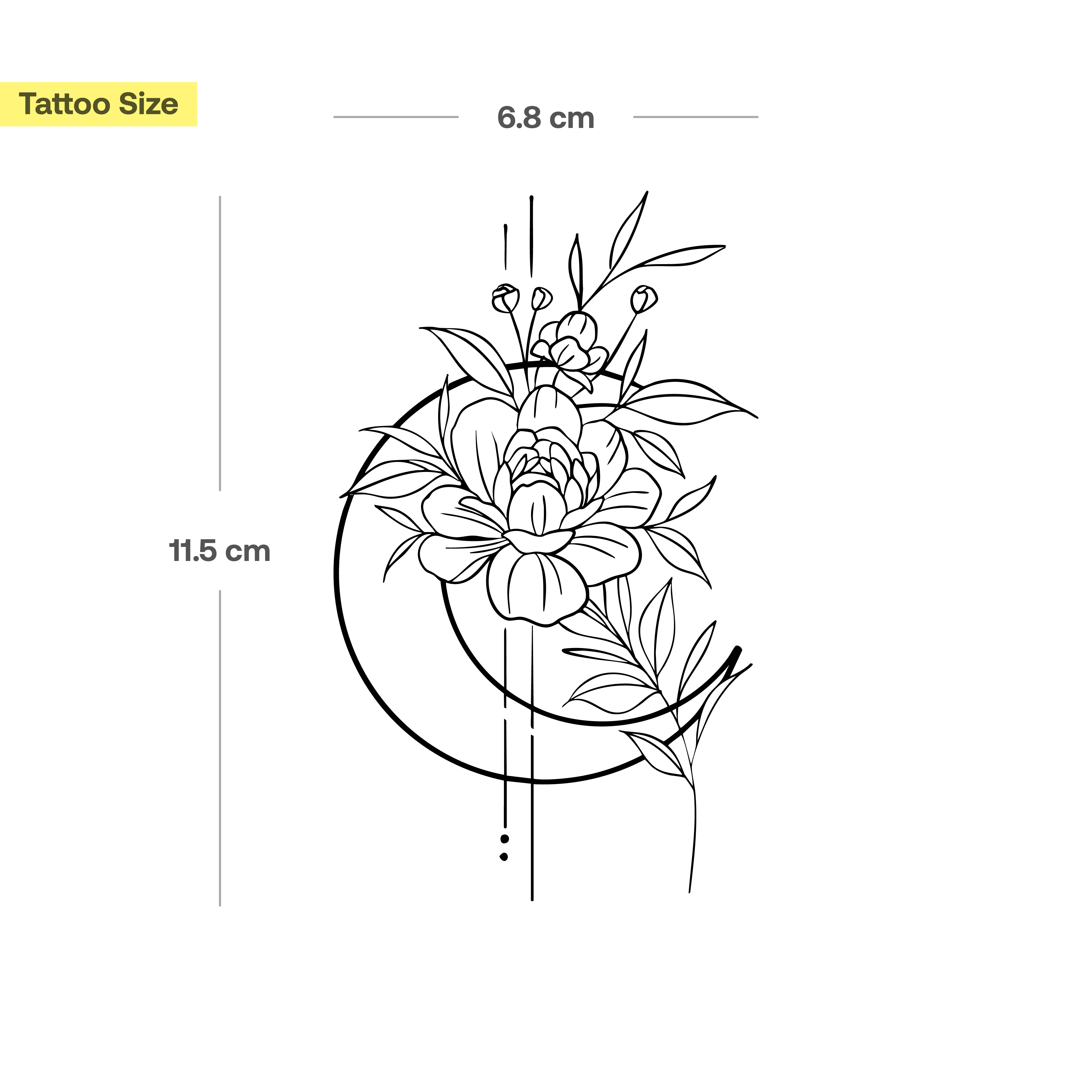 Tatouage Grande Lune avec Fleurs - Image 3
