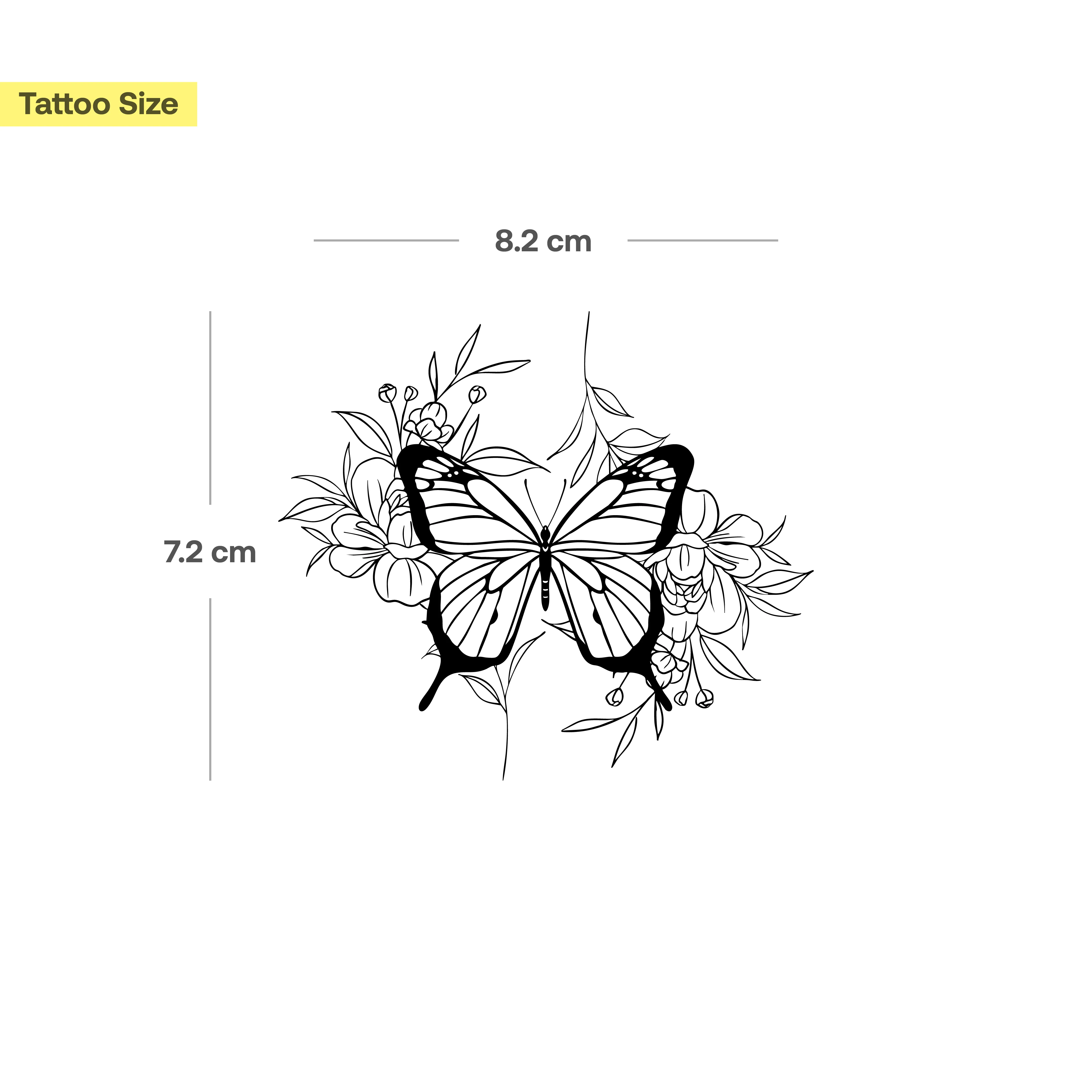 Tatouage Papillon Entouré de Fleurs - Image 3