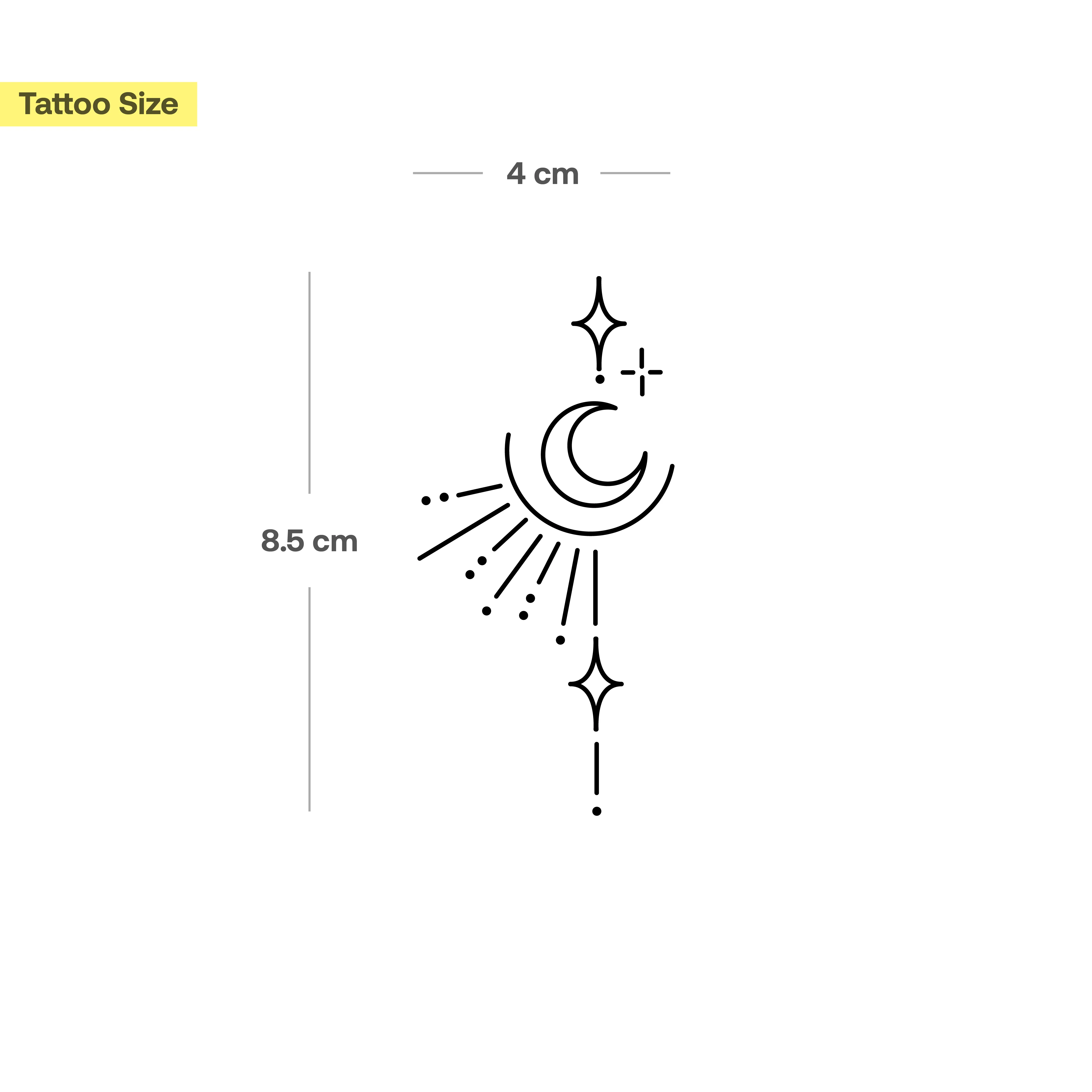 Tatouage Petite Lune, Étoiles et Soleil - Image 3