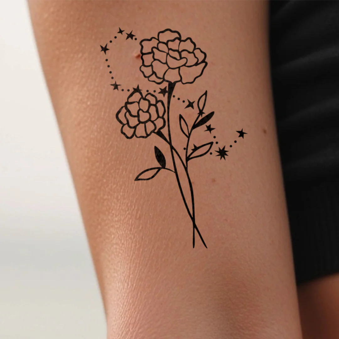 Tatouages Combinaison de Fleurs de Naissance et de Signes Astrologiques - Image 41