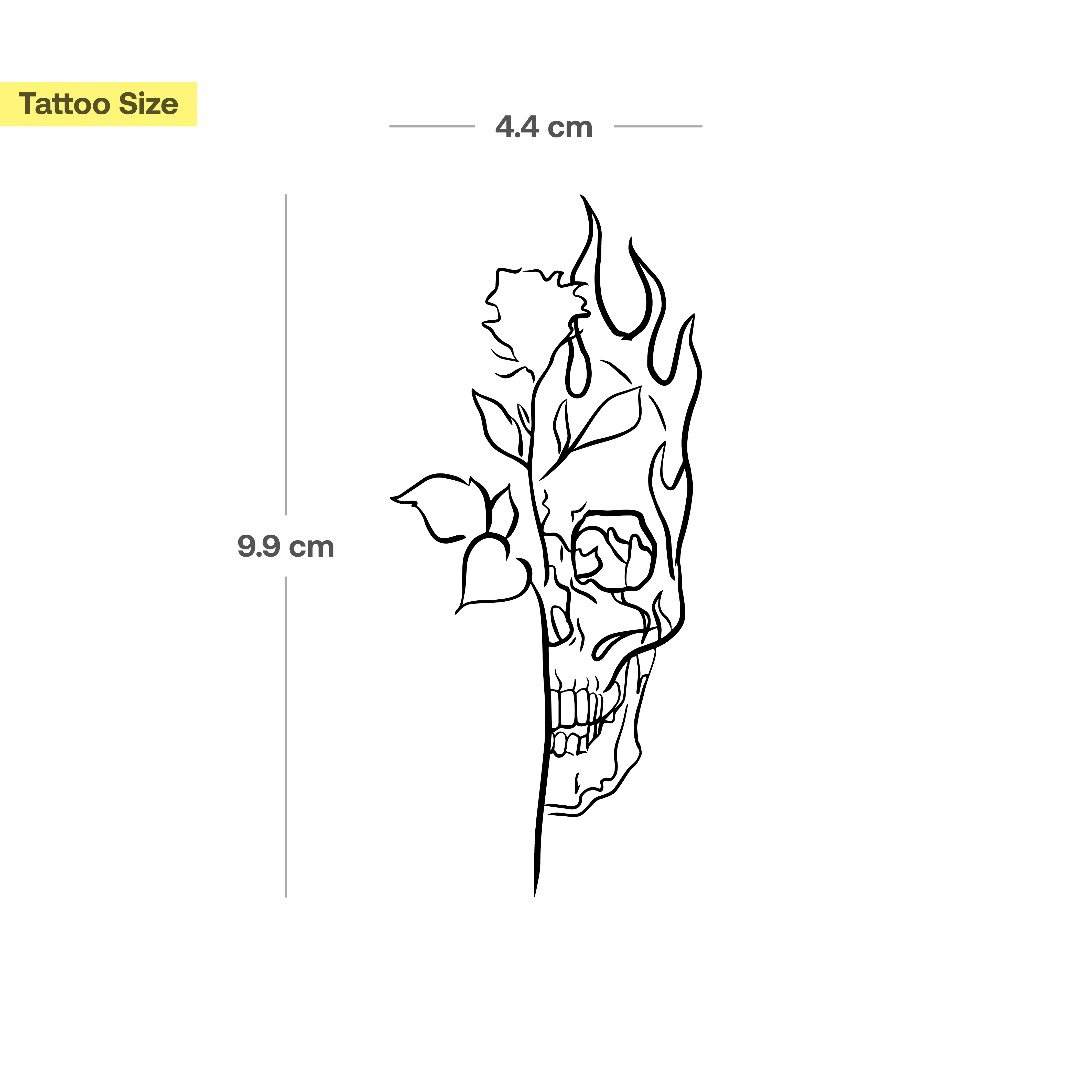 Tête de mort enflammée avec rose - Image 3