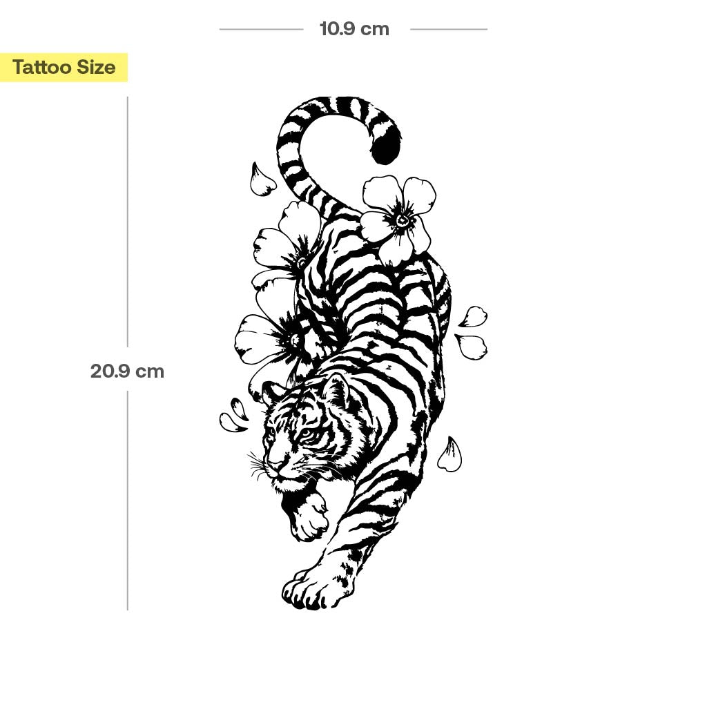 Tatouage tigre avec fleurs de cerisier - Image 3